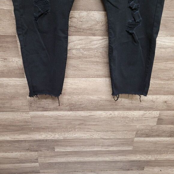 Levi's 501 High Rise Wedgie Skinny Button Fly Jeans Black Distressed Plus 24W - Picture 6 of 14